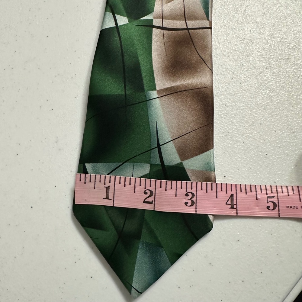 J. Garcia Lady with Argyle Socks Necktie 100% Silk Abstract Artwork Green Blue